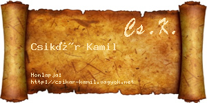 Csikár Kamil névjegykártya